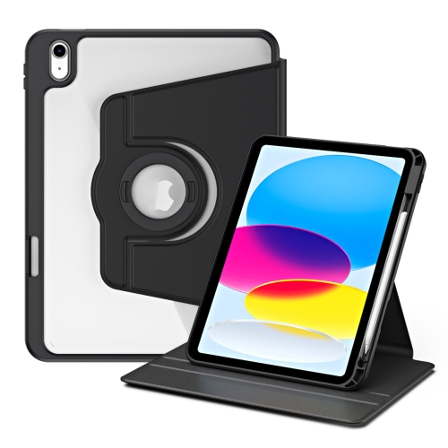 

For iPad 10th Gen 10.9 2022 Acrylic 360 Rotation Detachable Leather Tablet Case(Black)