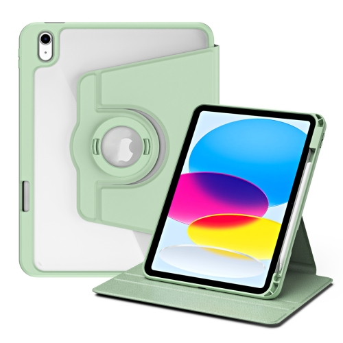 

For iPad 10th Gen 10.9 2022 Acrylic 360 Rotation Detachable Leather Tablet Case(Green)