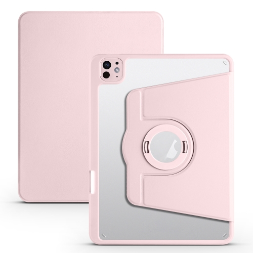 

For iPad Pro 11 2024 Acrylic 360 Rotation Detachable Leather Tablet Case(Sand Pink)
