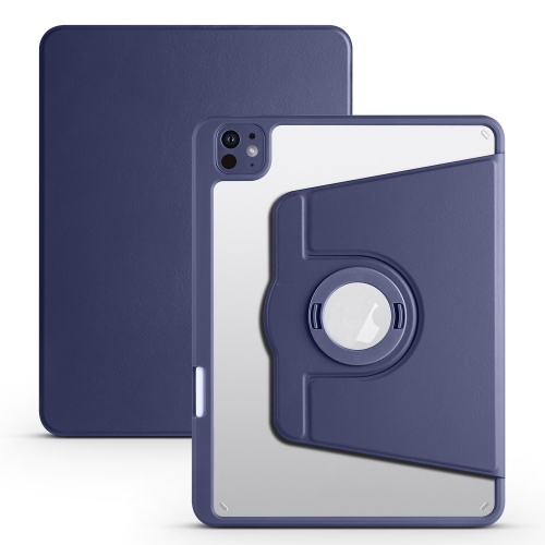 

For iPad Pro 13 2024 Acrylic 360 Rotation Detachable Leather Tablet Case(Dark Blue)