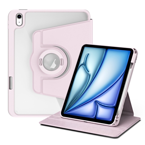 

For iPad Air 13 2025 / 2024 Acrylic 360 Rotation Detachable Leather Tablet Case(Sand Pink)