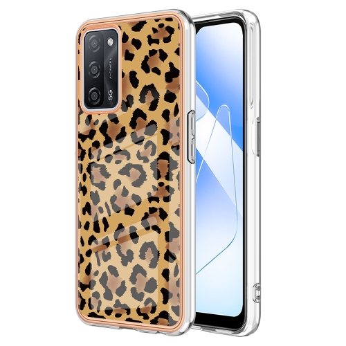 

For OPPO A55 5G / A53s 5G / A54 4G Electroplating Marble Dual-side IMD Phone Case(Leopard Print)