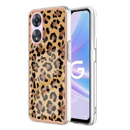 

For OPPO A78 / A58 Electroplating Marble Dual-side IMD Phone Case(Leopard Print)