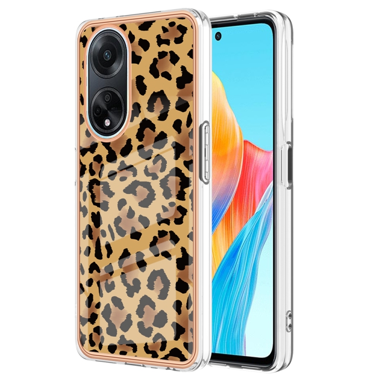 

For OPPO A98 Electroplating Marble Dual-side IMD Phone Case(Leopard Print)