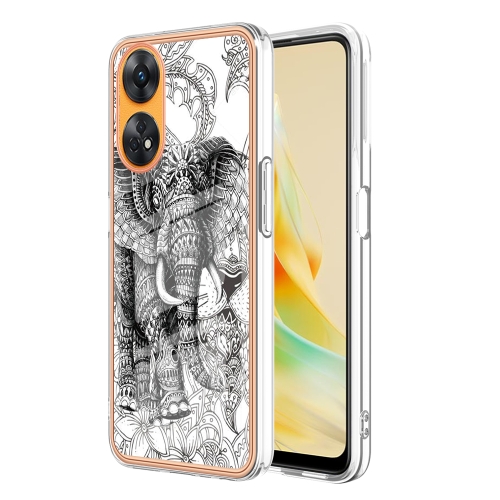 

For OPPO Reno8 T 4G Electroplating Marble Dual-side IMD Phone Case(Totem Elephant)