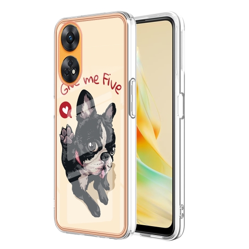 

For OPPO Reno8 T 4G Electroplating Marble Dual-side IMD Phone Case(Lucky Dog)