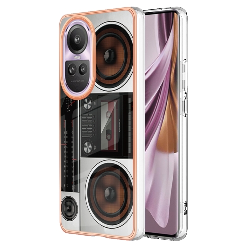 

For OPPO Reno10 Pro 5G Global Electroplating Marble Dual-side IMD Phone Case(Retro Radio)