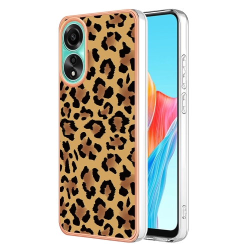 

For OPPO A78 4G Electroplating Marble Dual-side IMD Phone Case(Leopard Print)