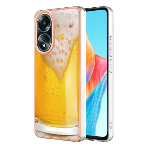 

For OPPO A58 4G Electroplating Marble Dual-side IMD Phone Case(Draft Beer)