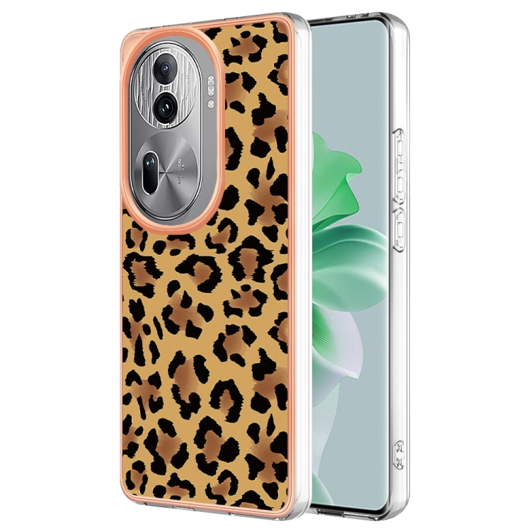 

For OPPO Reno11 Pro 5G Global Electroplating Marble Dual-side IMD Phone Case(Leopard Print)