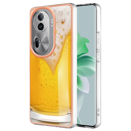 

For OPPO Reno11 Pro 5G Global Electroplating Marble Dual-side IMD Phone Case(Draft Beer)