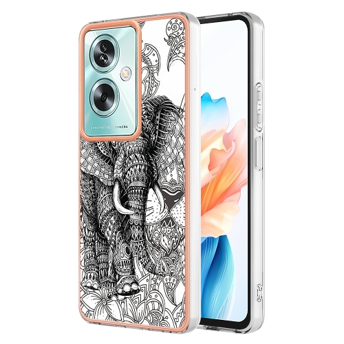 

For OPPO A79 5G Global Electroplating Marble Dual-side IMD Phone Case(Totem Elephant)