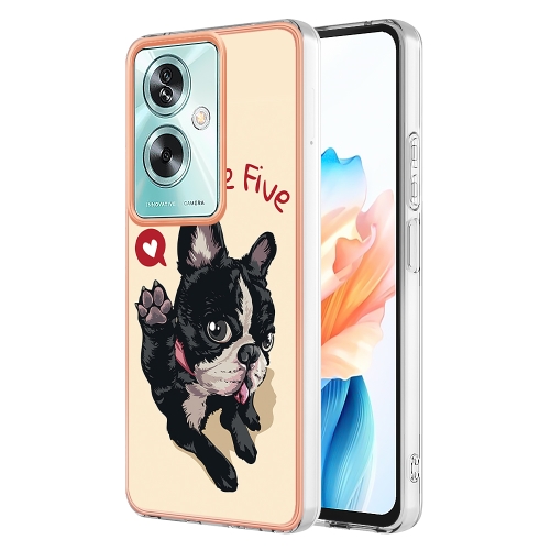 

For OPPO A79 5G Global Electroplating Marble Dual-side IMD Phone Case(Lucky Dog)