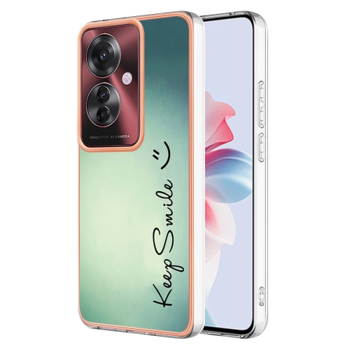 

For OPPO Reno11 F 5G Global Electroplating Marble Dual-side IMD Phone Case(Smile)