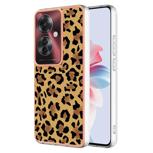 

For OPPO Reno11 F 5G Global Electroplating Marble Dual-side IMD Phone Case(Leopard Print)