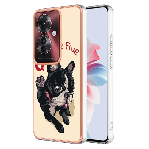 

For OPPO Reno11 F 5G Global Electroplating Marble Dual-side IMD Phone Case(Lucky Dog)