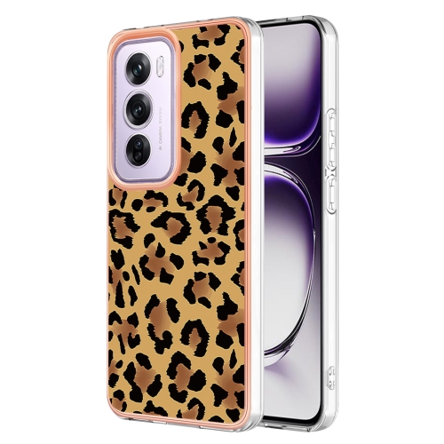 

For OPPO Reno12 Pro Global Electroplating Marble Dual-side IMD Phone Case(Leopard Print)