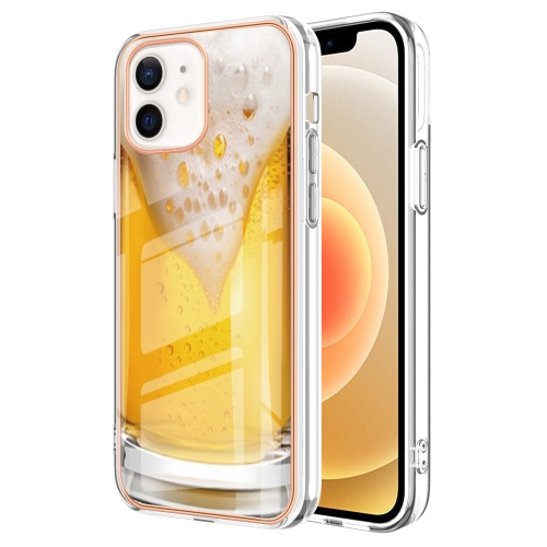 

For iPhone 12 / 12 Pro Electroplating Marble Dual-side IMD Phone Case(Draft Beer)
