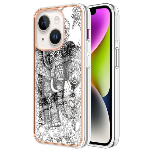 

For iPhone 13 mini Electroplating Marble Dual-side IMD Phone Case(Totem Elephant)