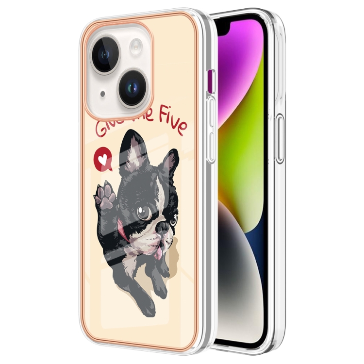 

For iPhone 14 Plus Electroplating Marble Dual-side IMD Phone Case(Lucky Dog)
