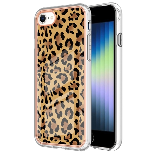 

For iPhone SE 2022 / SE 2020 / 8 / 7 Electroplating Marble Dual-side IMD Phone Case(Leopard Print)
