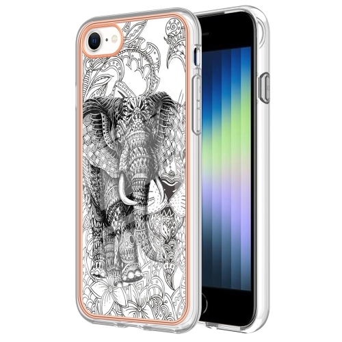 

For iPhone SE 2022 / SE 2020 / 8 / 7 Electroplating Marble Dual-side IMD Phone Case(Totem Elephant)