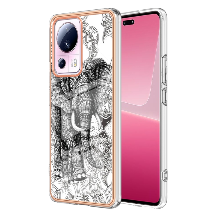 

For Xiaomi 13 Lite 5G Electroplating Marble Dual-side IMD Phone Case(Totem Elephant)