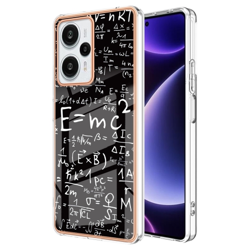 

For Xiaomi Poco F5 / Redmi Note 12 Turbo Electroplating Marble Dual-side IMD Phone Case(Equation)