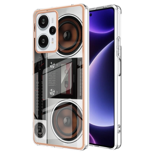 

For Xiaomi Poco F5 / Redmi Note 12 Turbo Electroplating Marble Dual-side IMD Phone Case(Retro Radio)