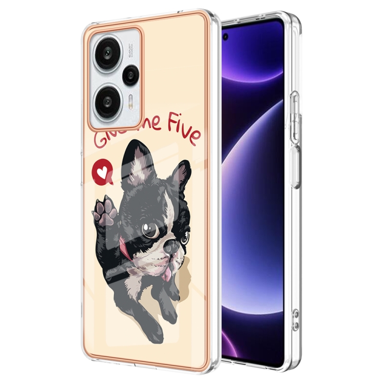 

For Xiaomi Poco F5 / Redmi Note 12 Turbo Electroplating Marble Dual-side IMD Phone Case(Lucky Dog)