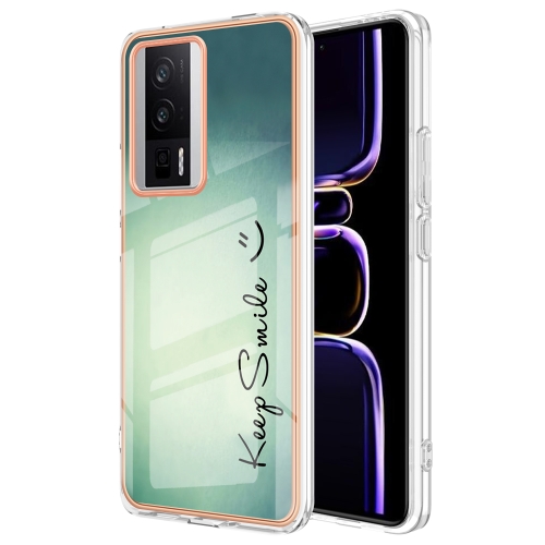 

For Xiaomi Poco F5 Pro 5G / Redmi K60 Electroplating Marble Dual-side IMD Phone Case(Smile)