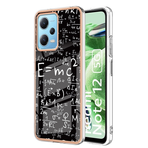 

For Xiaomi Redmi Note 12 5G Global Electroplating Marble Dual-side IMD Phone Case(Equation)