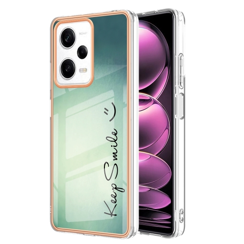 

For Xiaomi Redmi Note 12 Pro 5G Global Electroplating Marble Dual-side IMD Phone Case(Smile)
