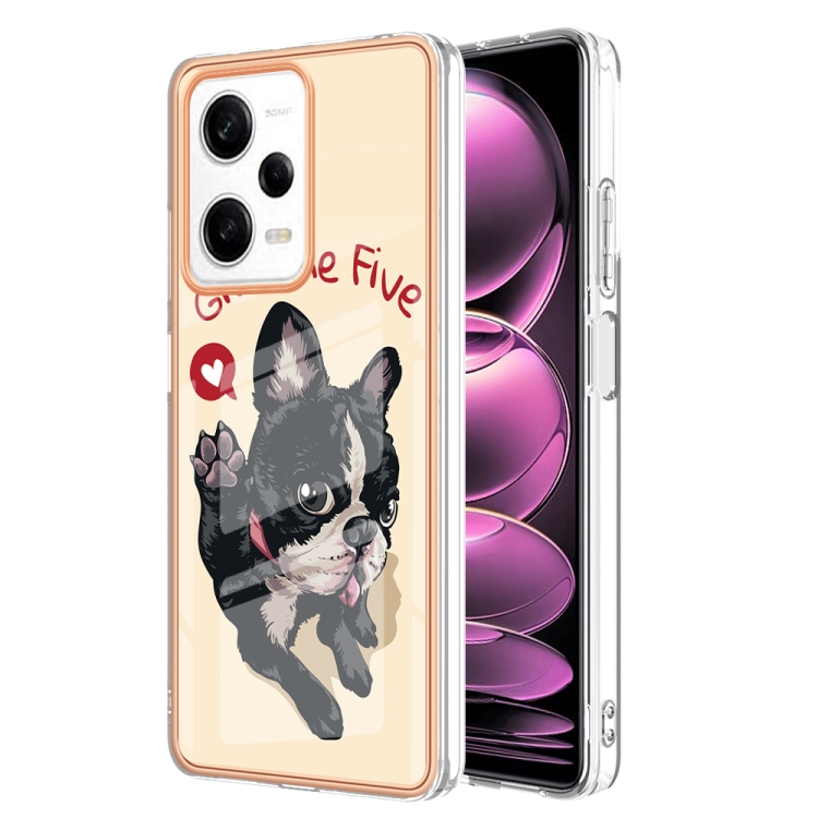 

For Xiaomi Redmi Note 12 Pro 5G Global Electroplating Marble Dual-side IMD Phone Case(Lucky Dog)