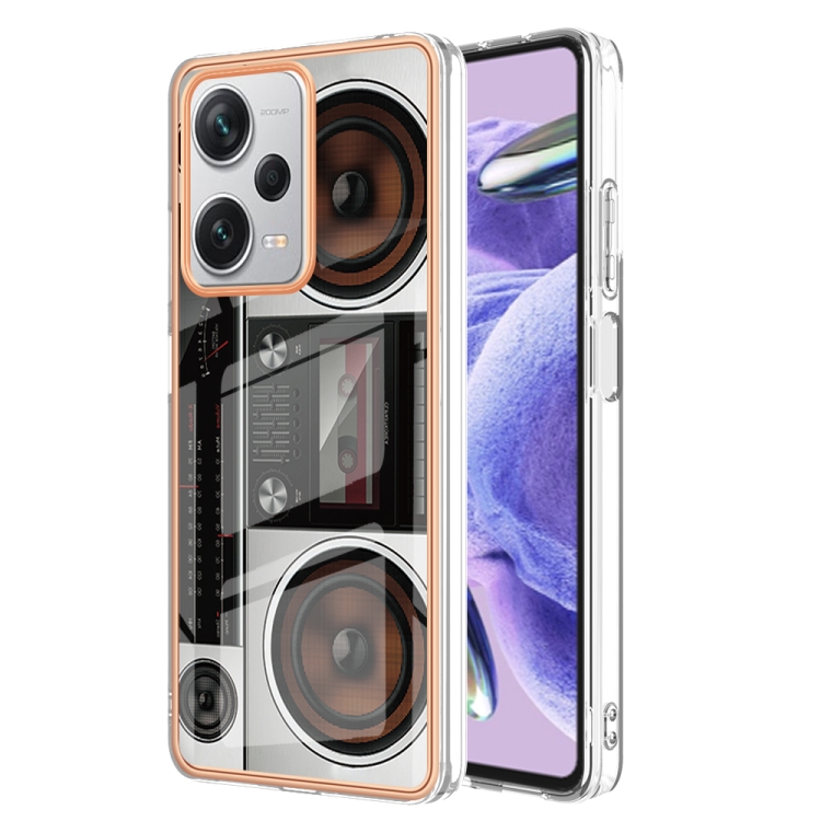 

For Xiaomi Redmi Note 12 Pro+ Global Electroplating Marble Dual-side IMD Phone Case(Retro Radio)