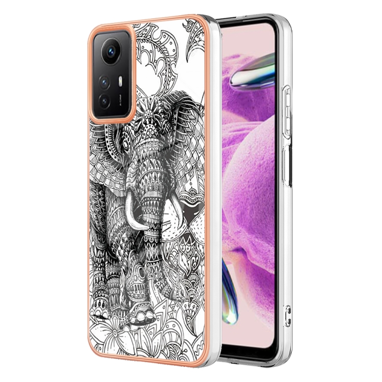 

Xiaomi Redmi Note 12S 4G Electroplating Marble Dual-side IMD Phone Case(Totem Elephant)