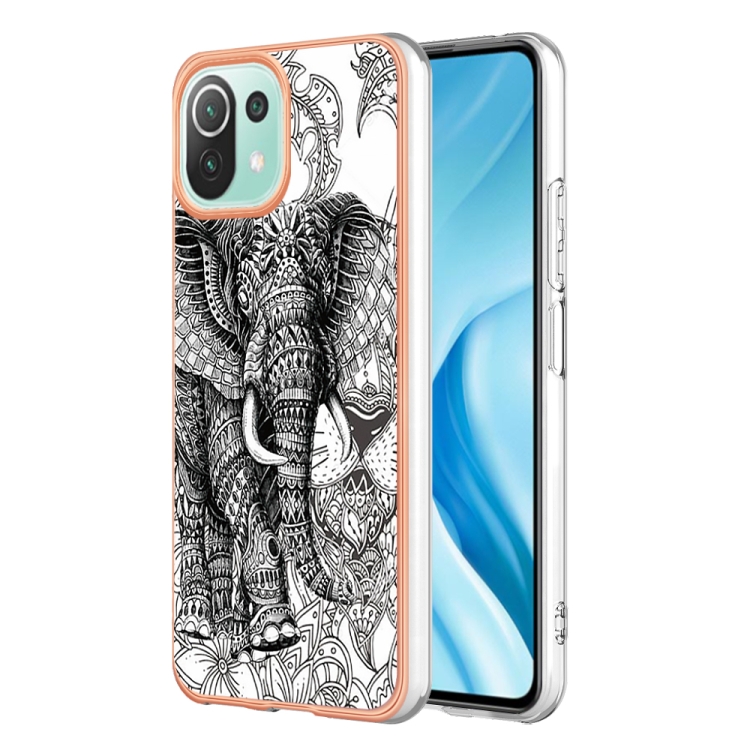 

For Xiaomi 11 Lite Electroplating Marble Dual-side IMD Phone Case(Totem Elephant)