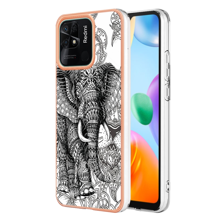 

For Xiaomi Redmi 10C Electroplating Marble Dual-side IMD Phone Case(Totem Elephant)