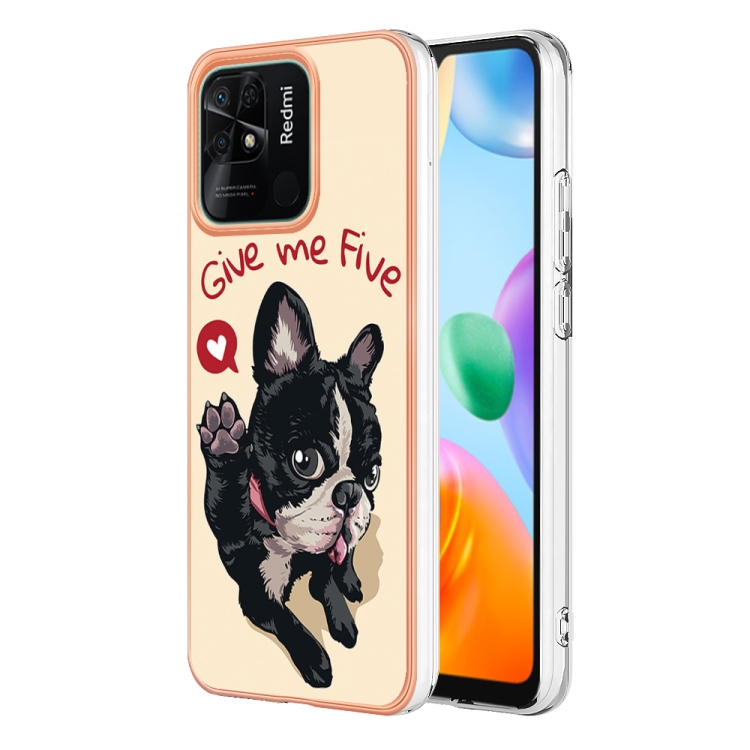 

For Xiaomi Redmi 10C Electroplating Marble Dual-side IMD Phone Case(Lucky Dog)