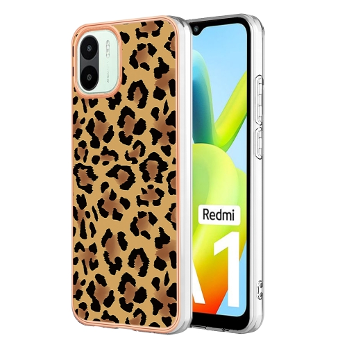 

For Xiaomi Redmi A1 Electroplating Marble Dual-side IMD Phone Case(Leopard Print)