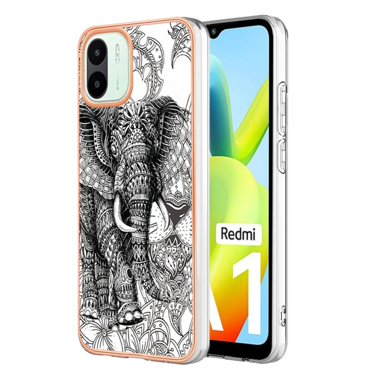 

For Xiaomi Redmi A1 Electroplating Marble Dual-side IMD Phone Case(Totem Elephant)