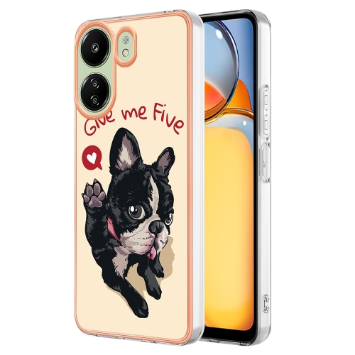 

For Xiaomi Redmi 13C 4G Electroplating Marble Dual-side IMD Phone Case(Lucky Dog)