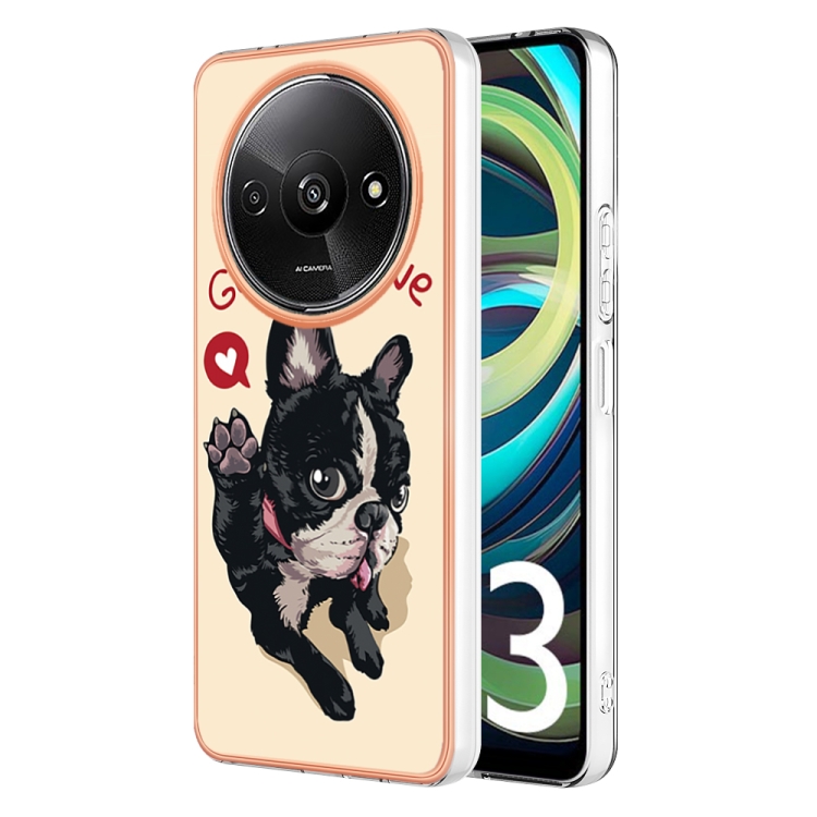 

For Xiaomi Redmi A3 Electroplating Marble Dual-side IMD Phone Case(Lucky Dog)