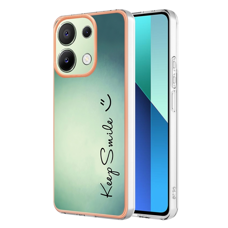 

For Xiaomi Redmi Note 13 4G Global Electroplating Marble Dual-side IMD Phone Case(Smile)