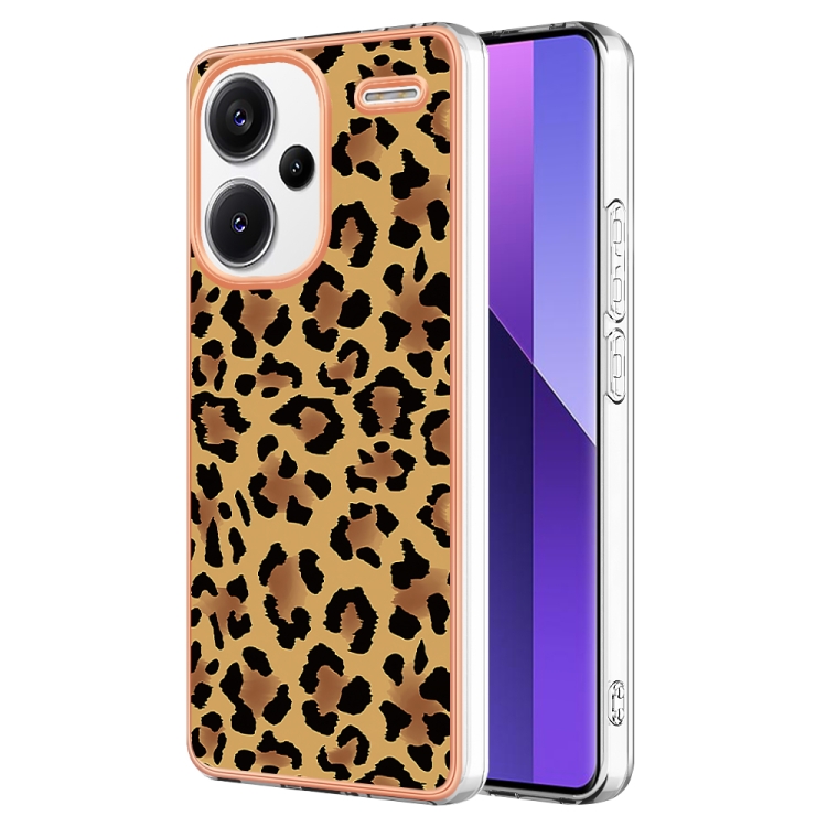 

For Xiaomi Redmi Note 13 Pro+ 5G Electroplating Marble Dual-side IMD Phone Case(Leopard Print)