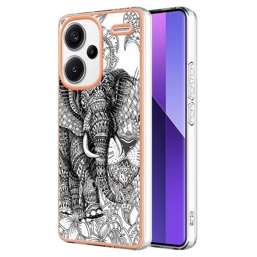 

For Xiaomi Redmi Note 13 Pro+ 5G Electroplating Marble Dual-side IMD Phone Case(Totem Elephant)