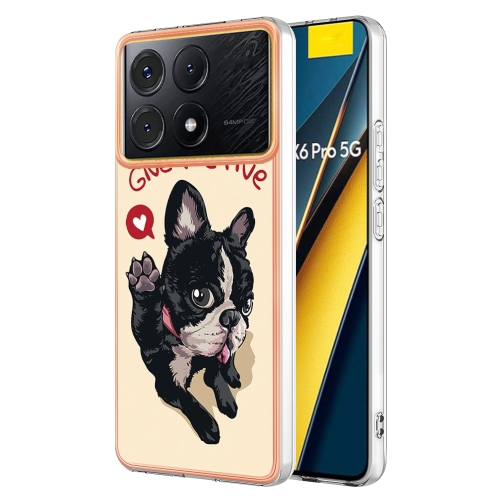 

For Xiaomi Poco X6 Pro / Redmi K70E Electroplating Marble Dual-side IMD Phone Case(Lucky Dog)