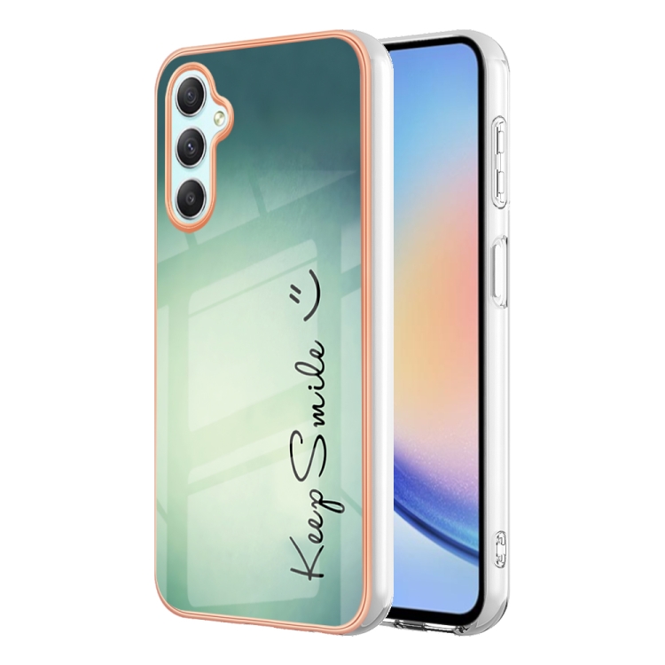

For Samsung Galaxy A24 Electroplating Marble Dual-side IMD Phone Case(Smile)