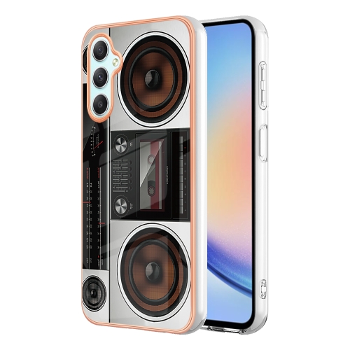 For Samsung Galaxy A24 Electroplating Marble Dual-side IMD Phone Case(Retro Radio)