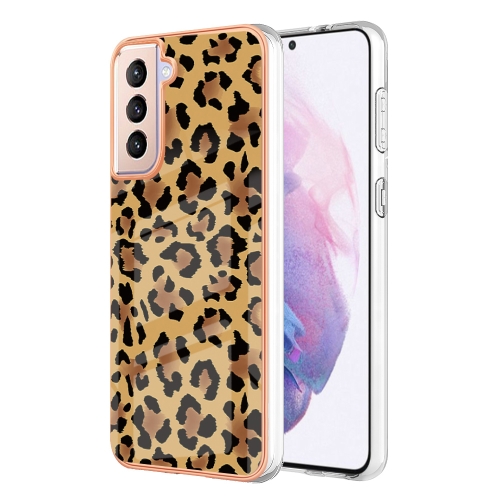 

For Samsung Galaxy S21+ 5G Electroplating Marble Dual-side IMD Phone Case(Leopard Print)